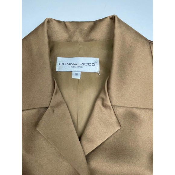 DONNA RICCO Golden Brown Dressy Cocktail Long Skirt Suit Size 10 - Picture 11 of 16
